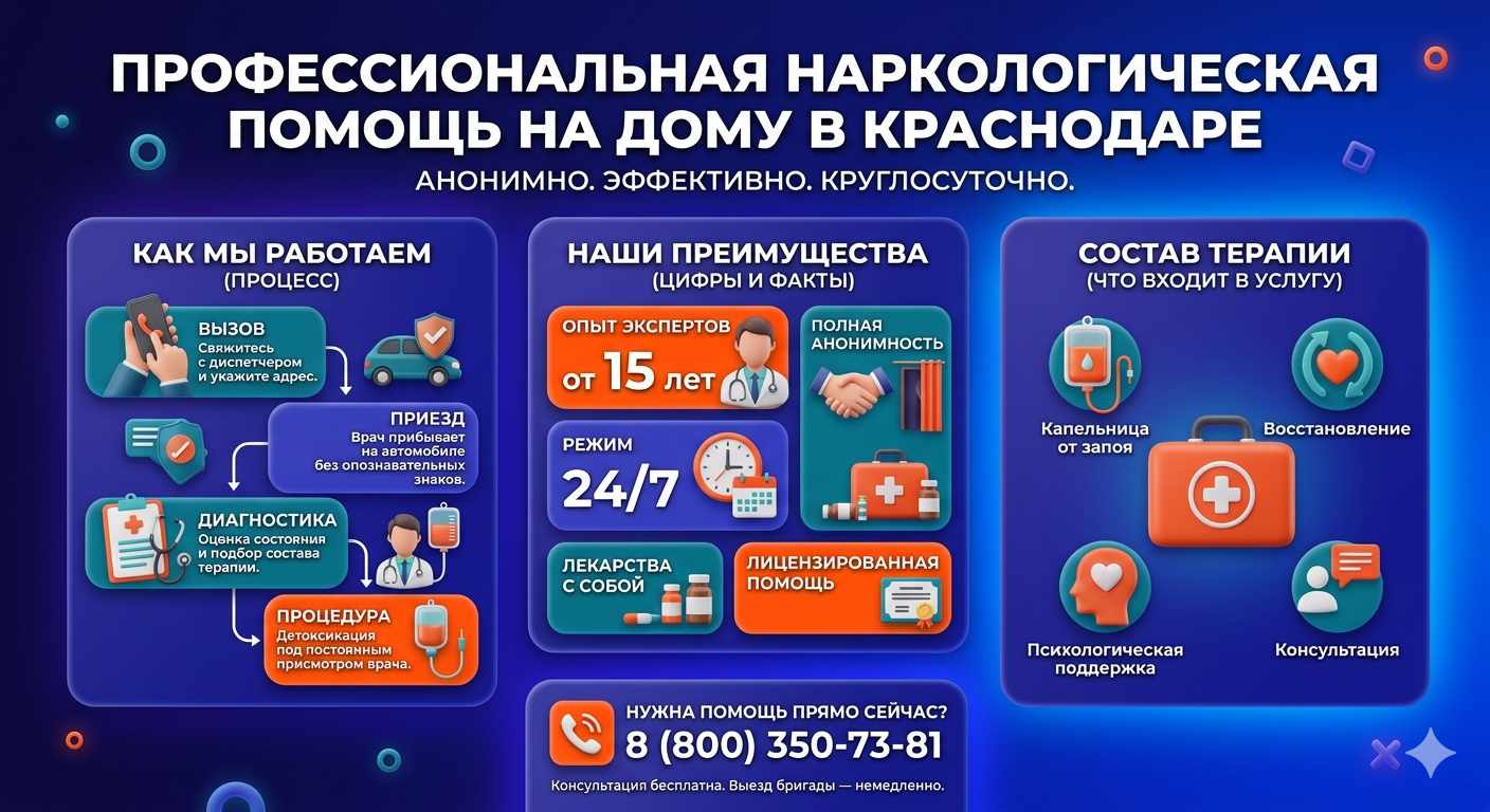 Инфографика о принципах лечения алкоголизма на дому в Заозёрске: этапы вызова нарколога, преимущества анонимной детоксикации и состав медицинской помощи.